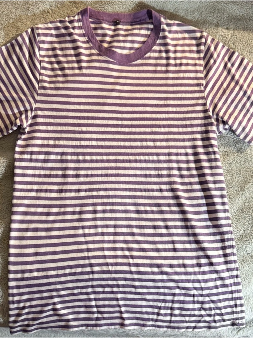 Striped Short-Sleeve Tee in Purple & White